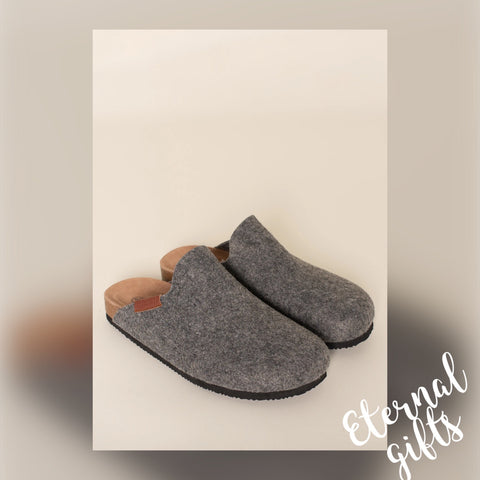 Mens Grey Slipper Faux Fur Slippers - Brakeburn