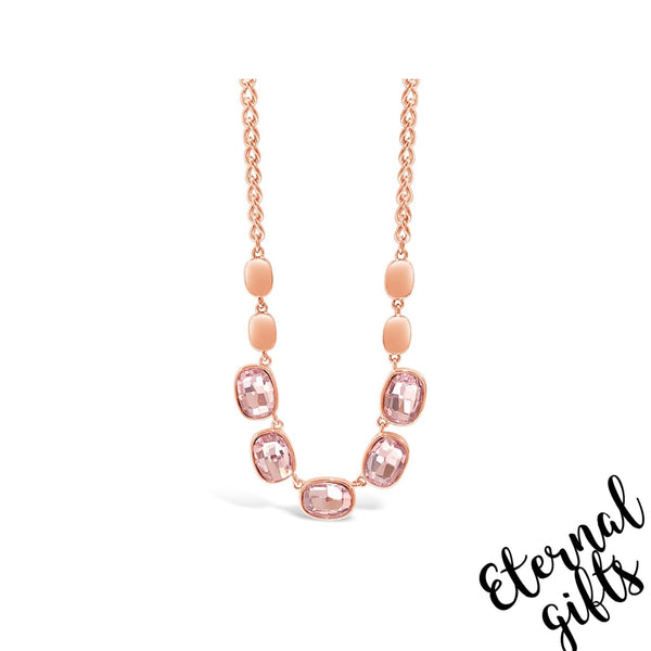 Pink Stone Rose Gold Necklace  N1117RS - Absolute jewellery