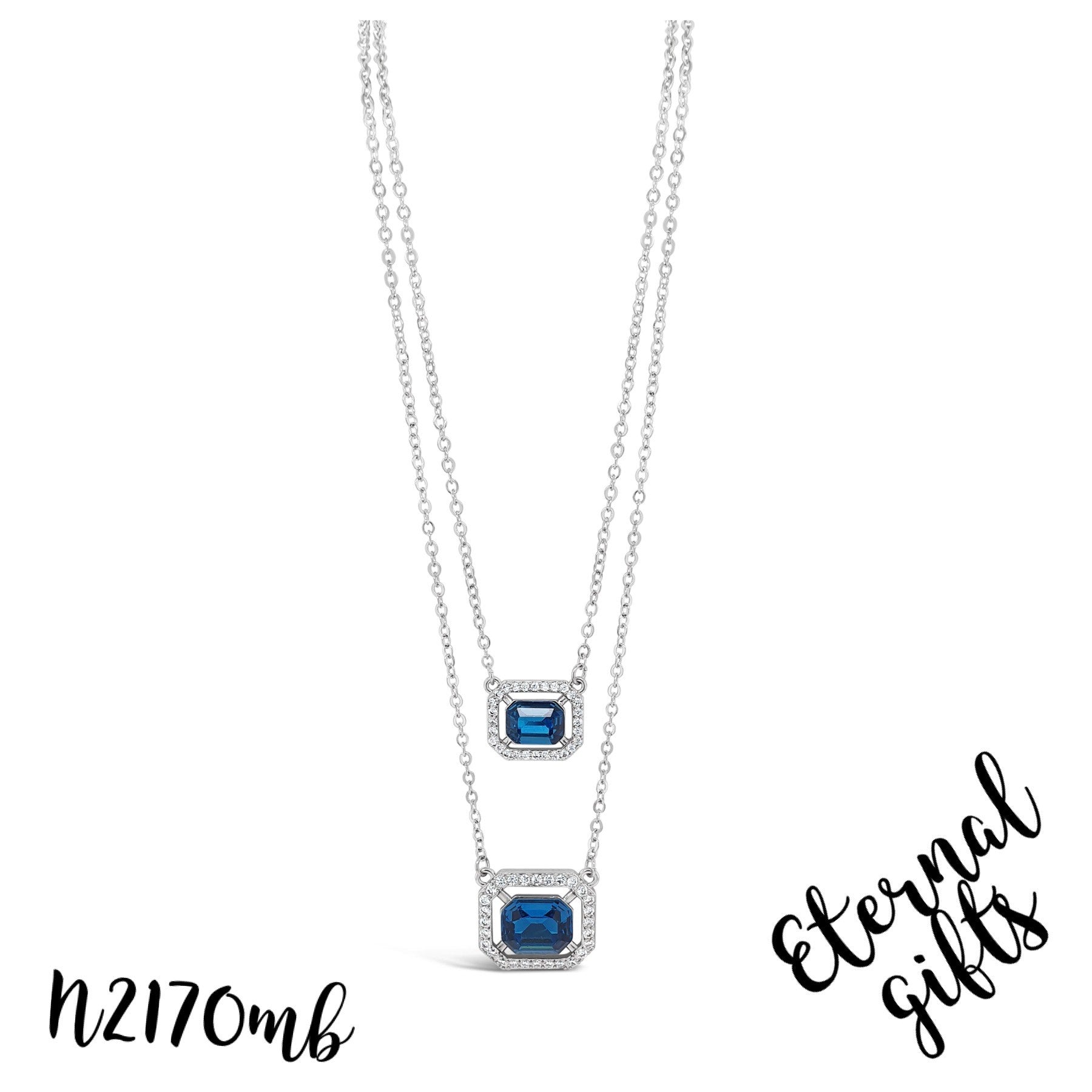 Double Row Necklace Silver & Mignight Blue - Absolute Jewellery