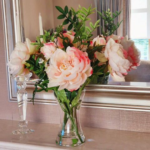 Perfect Peony Silk Flower Presentation in Vase (As Shown)