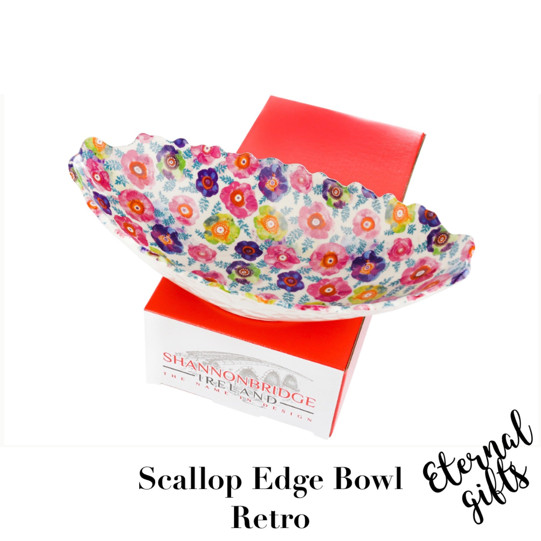 Retro Scallop edge Large Bowl- Shannonbridge Pottery
