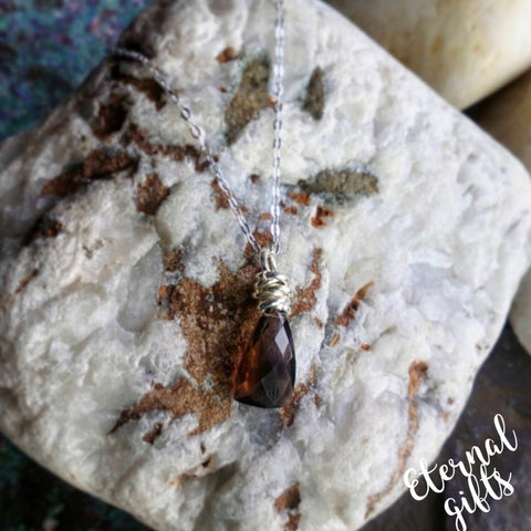 Smokey Quartz Gemstone Pendant Neckpiece- Luna Maille Jewellery