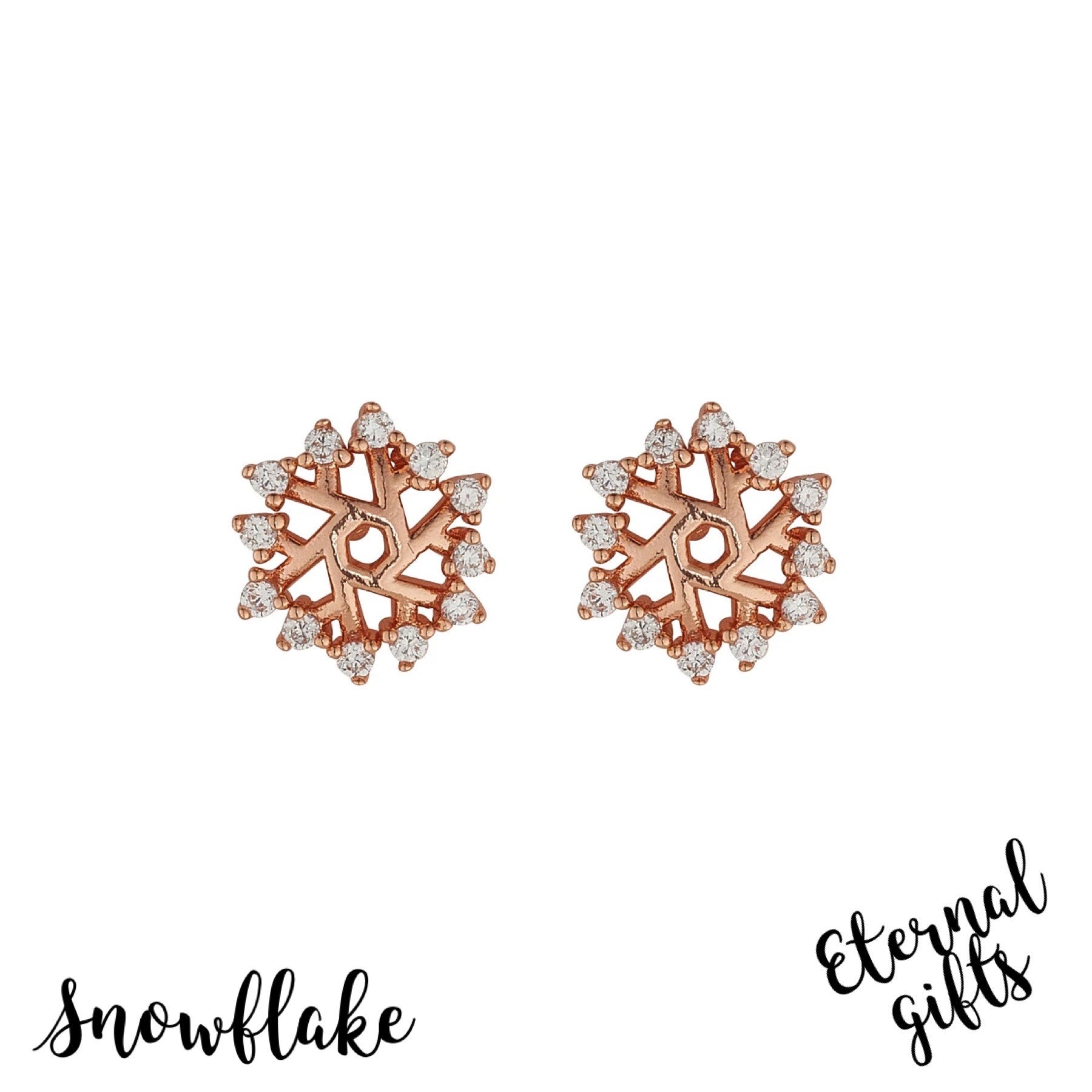 Snowflake Rose Gold Earrings - Knight and Day Jewellery
