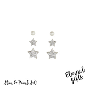 Star & Pearl Earring Set- Knight and Day Jewellery