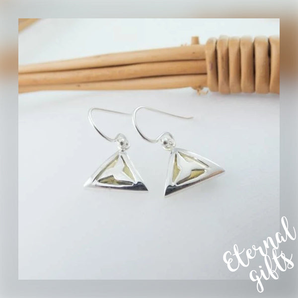 Imbolc Triangle Earrings, Sterling Silver Geometric Earrings by Banshee Silver