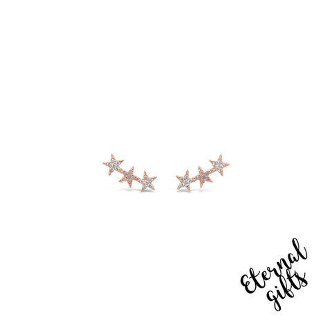 Triple Star Earrings Rose Gold - Absolute Jewellery