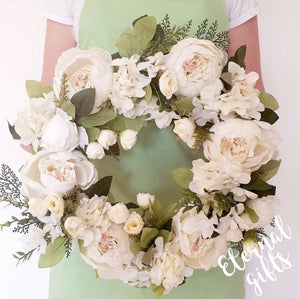 White Floral Door Wreath